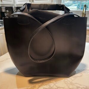 Zara Black Leather Tote Bag